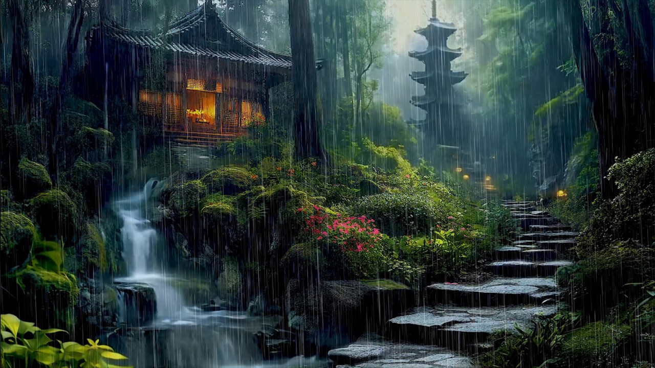 Relax with the Gentle Rain In Japanese Forest Village 🍀 Experience Deep Relaxation with Rain