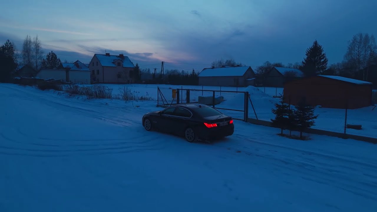 DJI Mini 5 Pro Active Track after a car in winter