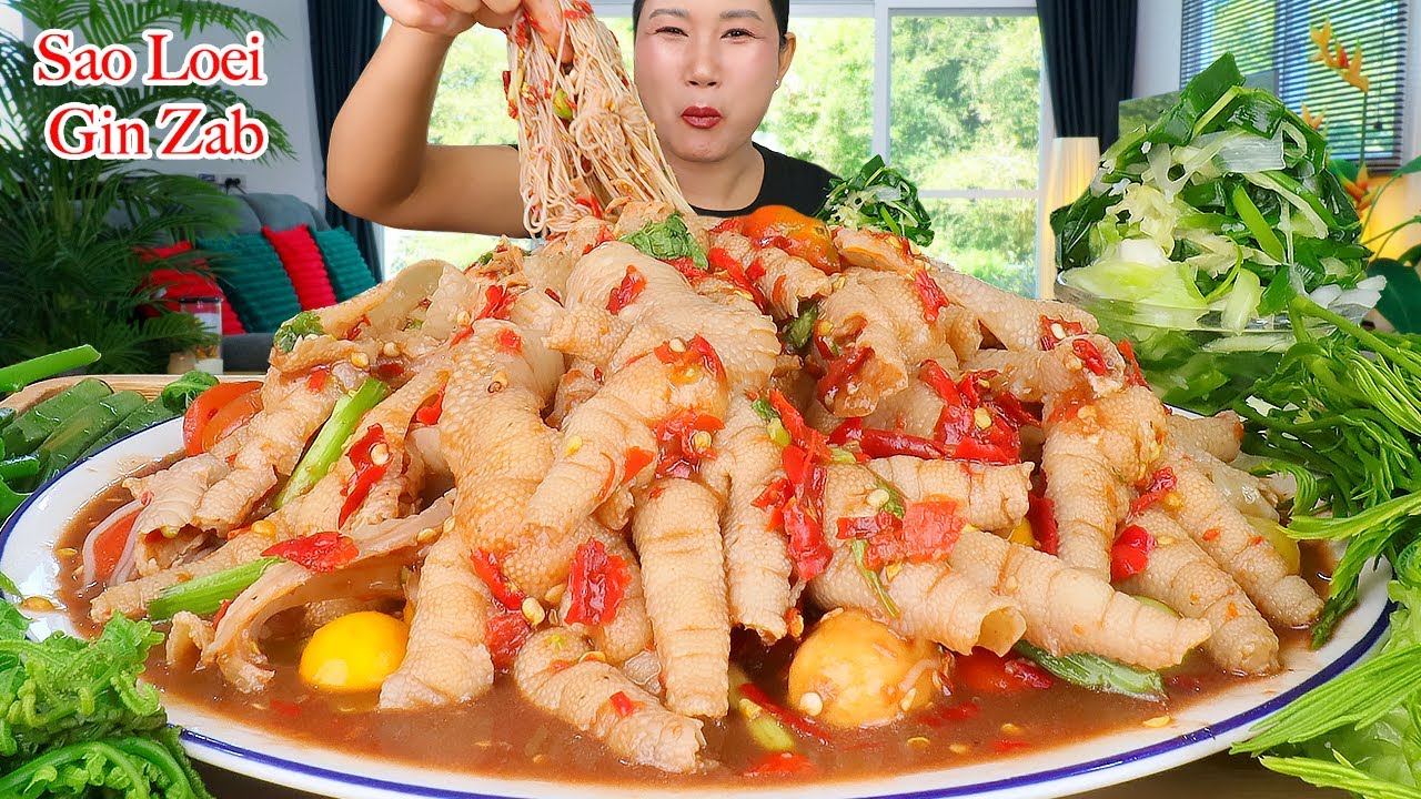 กินตำซั่วเล็บมือนางเผ็ดๆ‼️เล็บมือนางอวบๆกรุบๆ ขนมจีนเหนียวนุ่ม ชะอม ผักกูดแซ่บๆจ้า