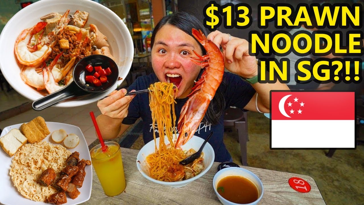 SINGAPORE STREET FOOD 2023 - Huge Prawn Noodles w/ Pork Ribs in Seletar - Best Hawker Food Singapore