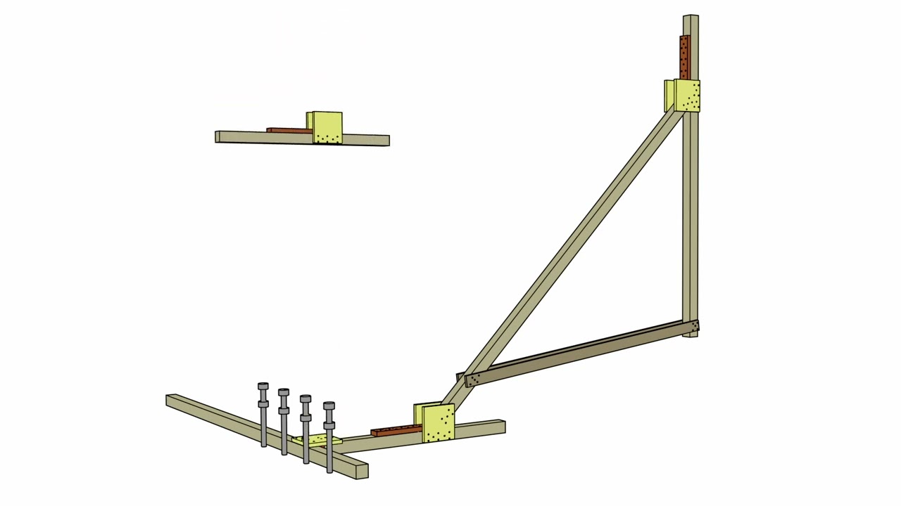 10. ŠIKMÁ VZPĚRA/RAKER – NAD PŘEKÁŽKOU, postup instalace sestavy