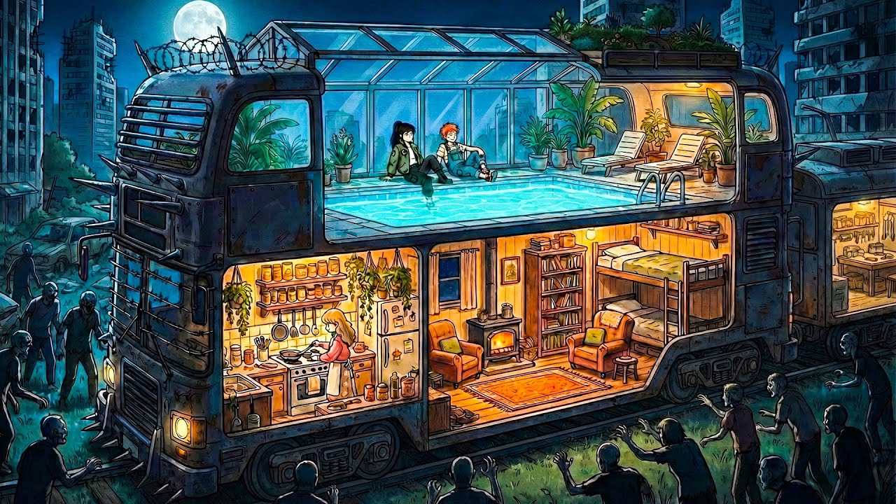 Swimming Pool on a Moving Train: Ultimate Survival Life | Ghibli-Style Video
