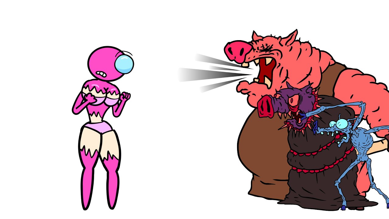 3 Little Pigs vs Among us Pink and Red impostor