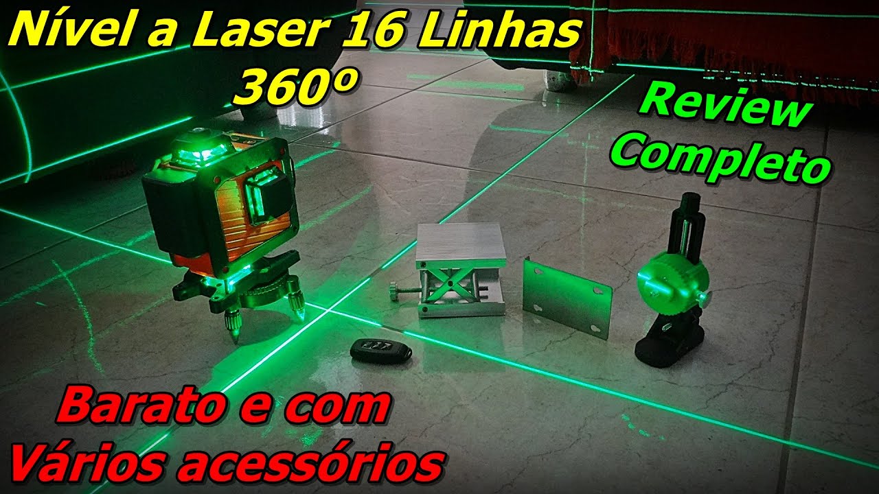 Nível a Laser 16 Linhas + Acessórios - Nível Laser Importado da China - Nível Laser Barato - FVM
