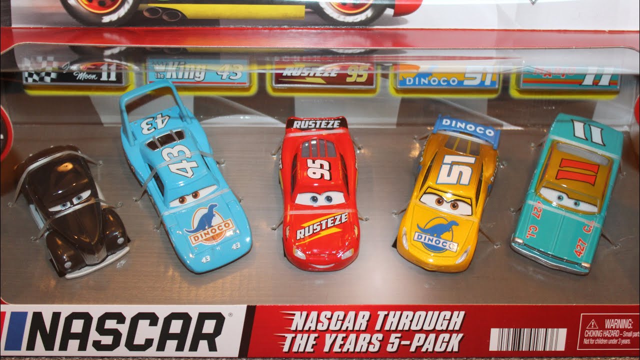 Mattel Disney Cars NASCAR Through The Years 5-Pack Dinoco Cruz King Mario Andretti Junior McQueen