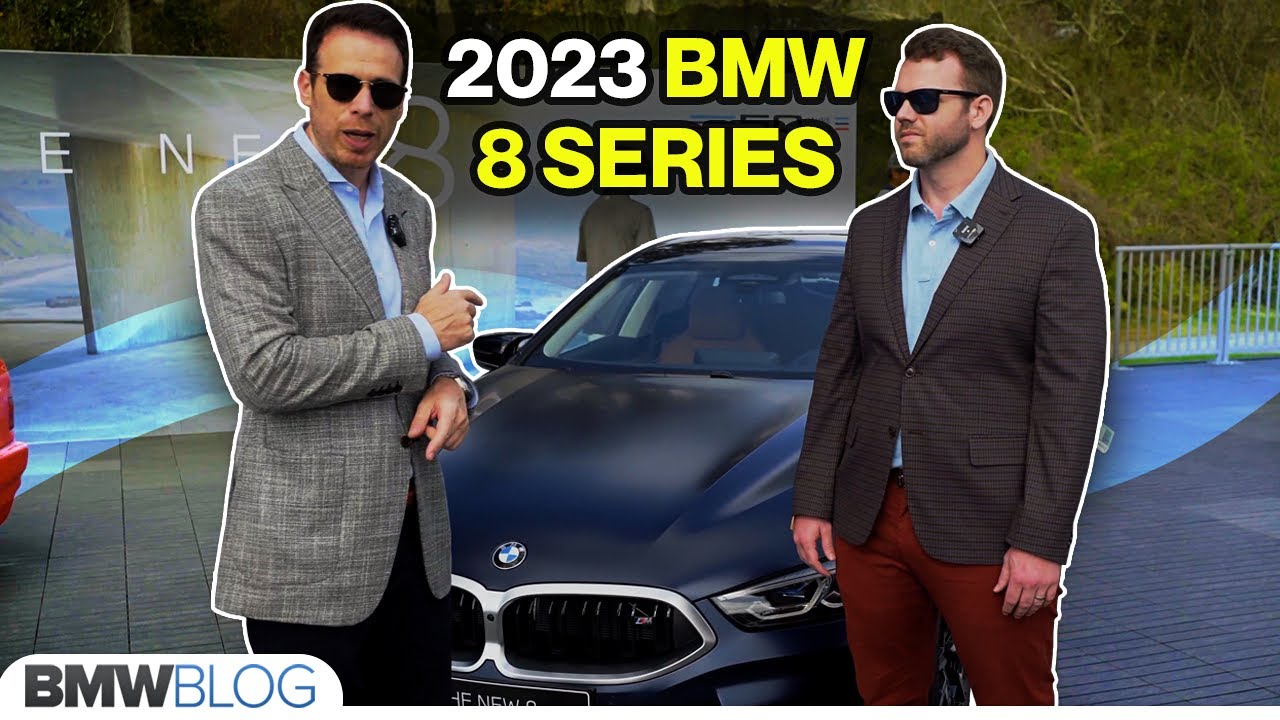 BMW 8 Series 2023 with glowing kidney grilles