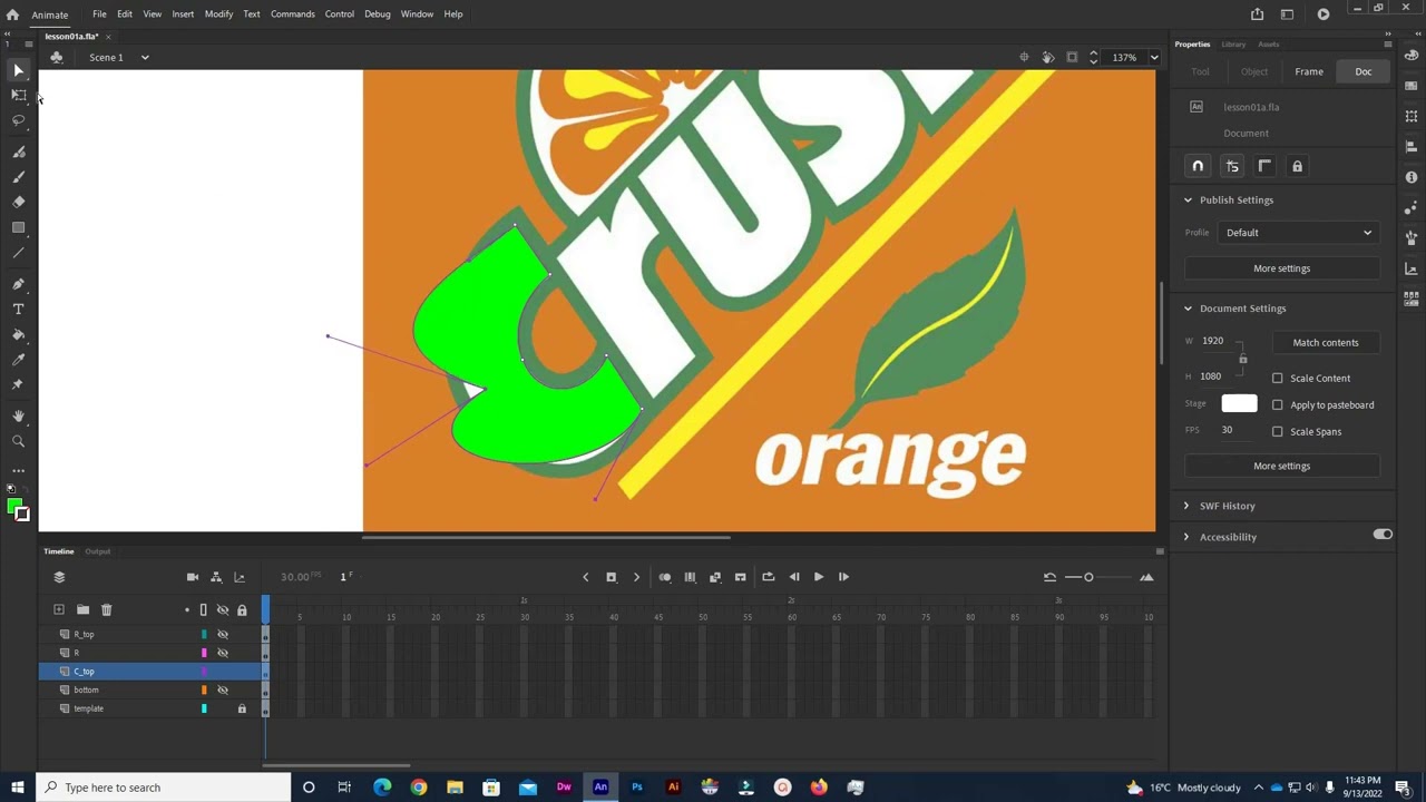 Edit vector lines in Adobe Animate