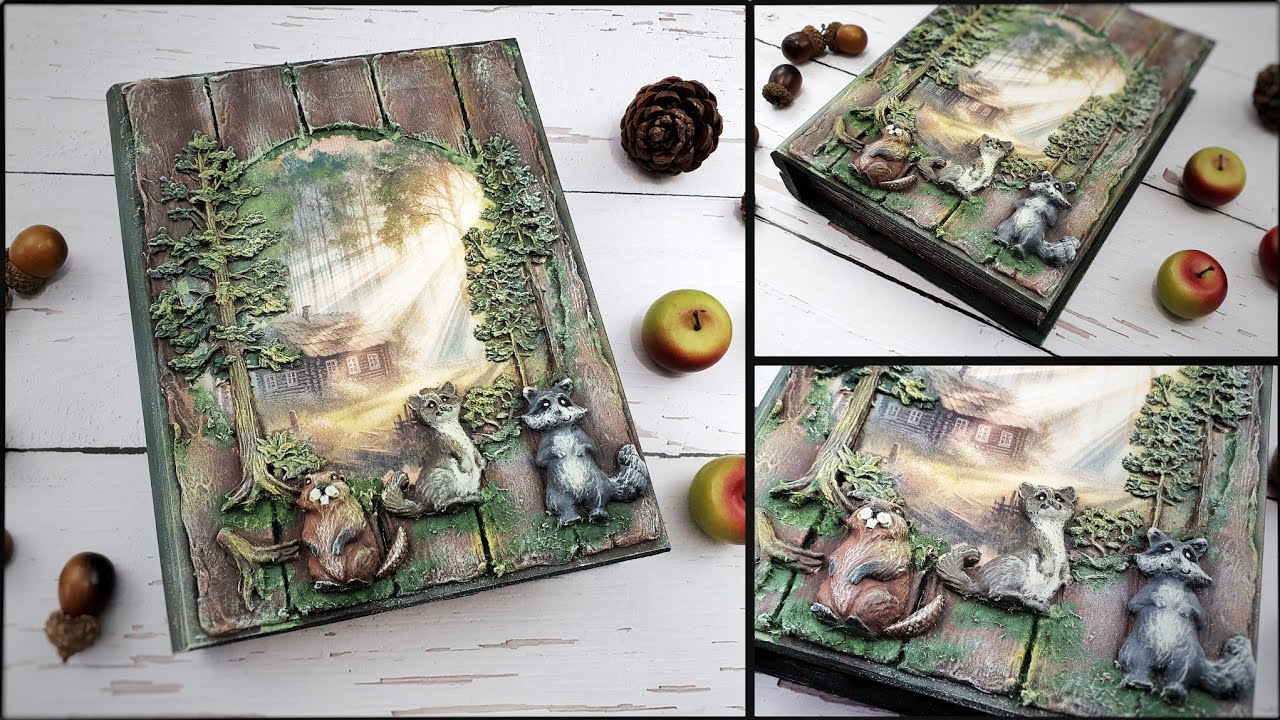 Decoupade : a box in the form of a book with animals 📚 pudełko książka ze zwierzakami ...