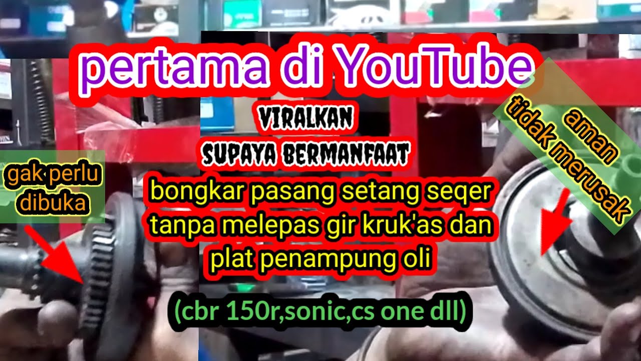 cara ganti setang seqer CBR 150R,sonic,cs one dll,tanpa buka gir kruk'asnya dan plat tampungan oli