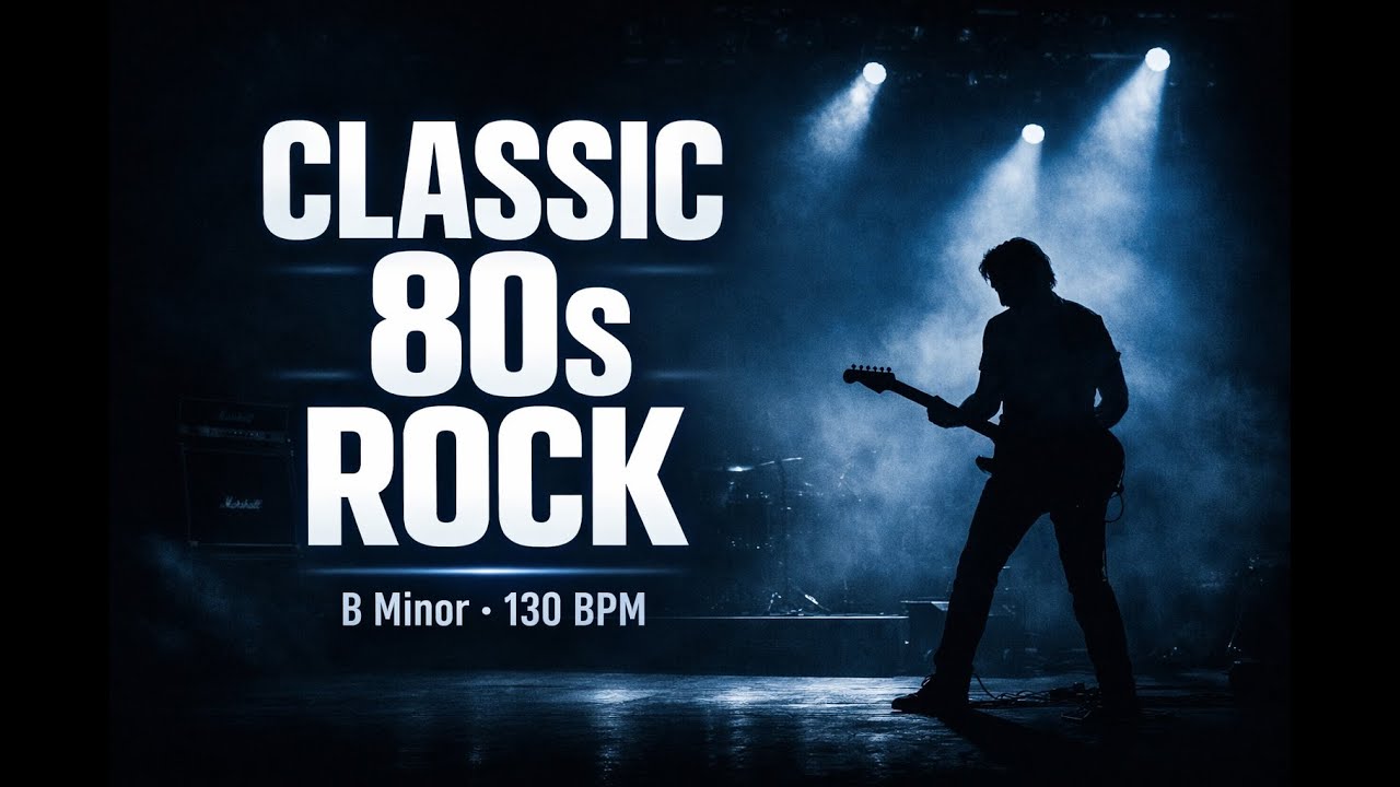 Classic 80s Rock Guitar Jam in B Minor – 130 BPM Backing Track