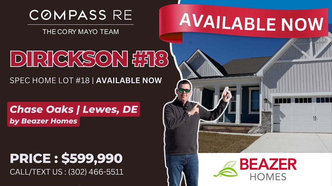 $599,990 | Dirickson by Beazer Homes | Chase Oaks in Lewes Delaware