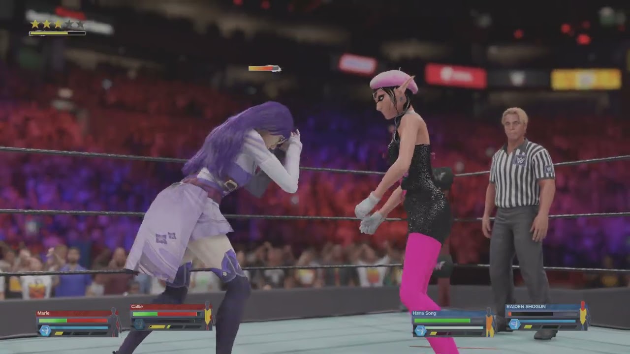 WWE 2K24: Callie and Marie Vs Hana Song And Raiden Shogun (Low blow match)