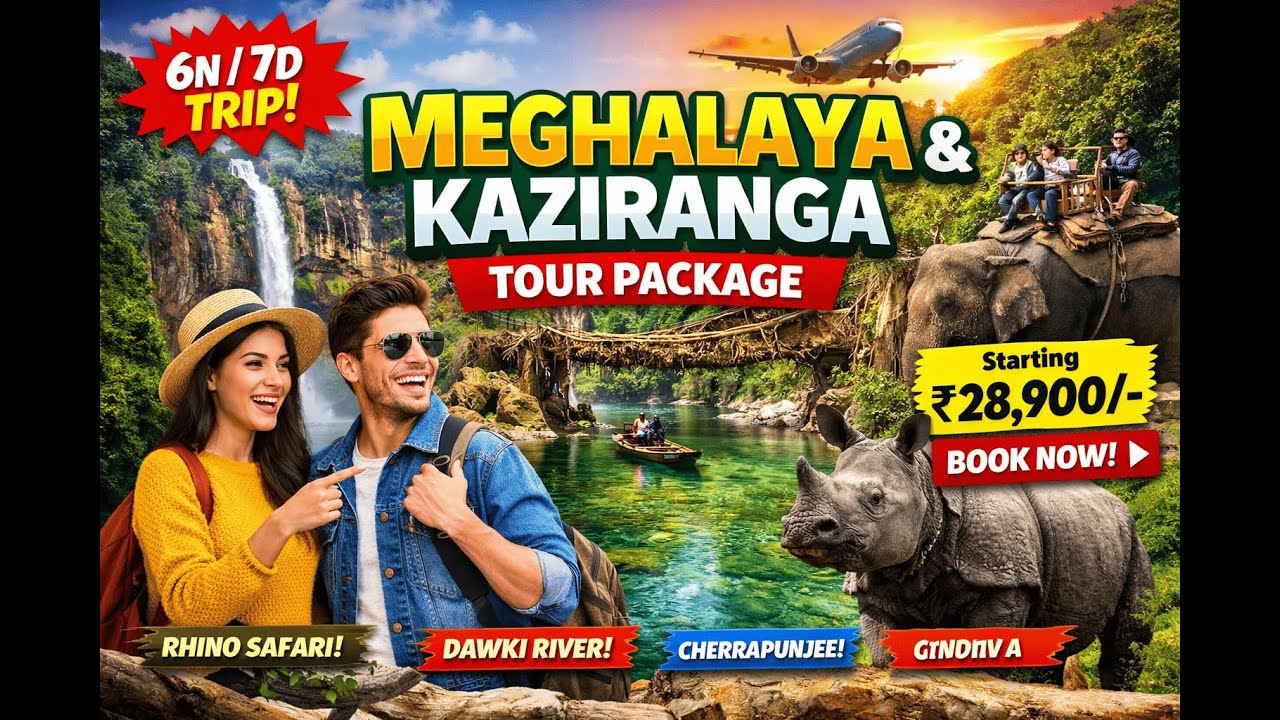 Meghalaya Tour with Kaziranga Safari | 6 Nights 7 Days | Starting ₹28,900