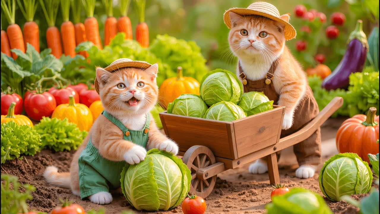 Mama Cat Trims Fur on the Farm and Makes Tiger Hat For Kittens At Home🐾🎩🐯