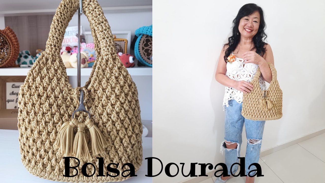 Bolsa de crochê Dourada