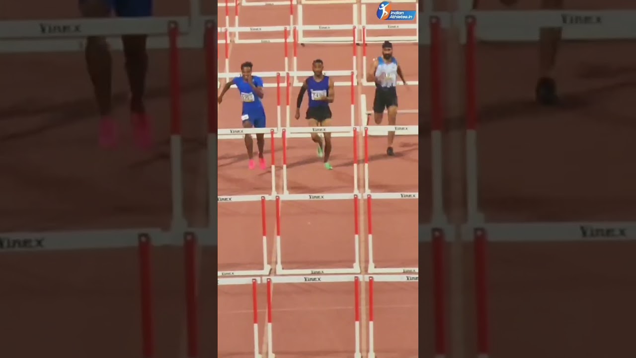 Men's110M Hurdles  Tejas Shirse clocked  13.87s, gold medal 🥇Inter-state Athletics Championship2023.