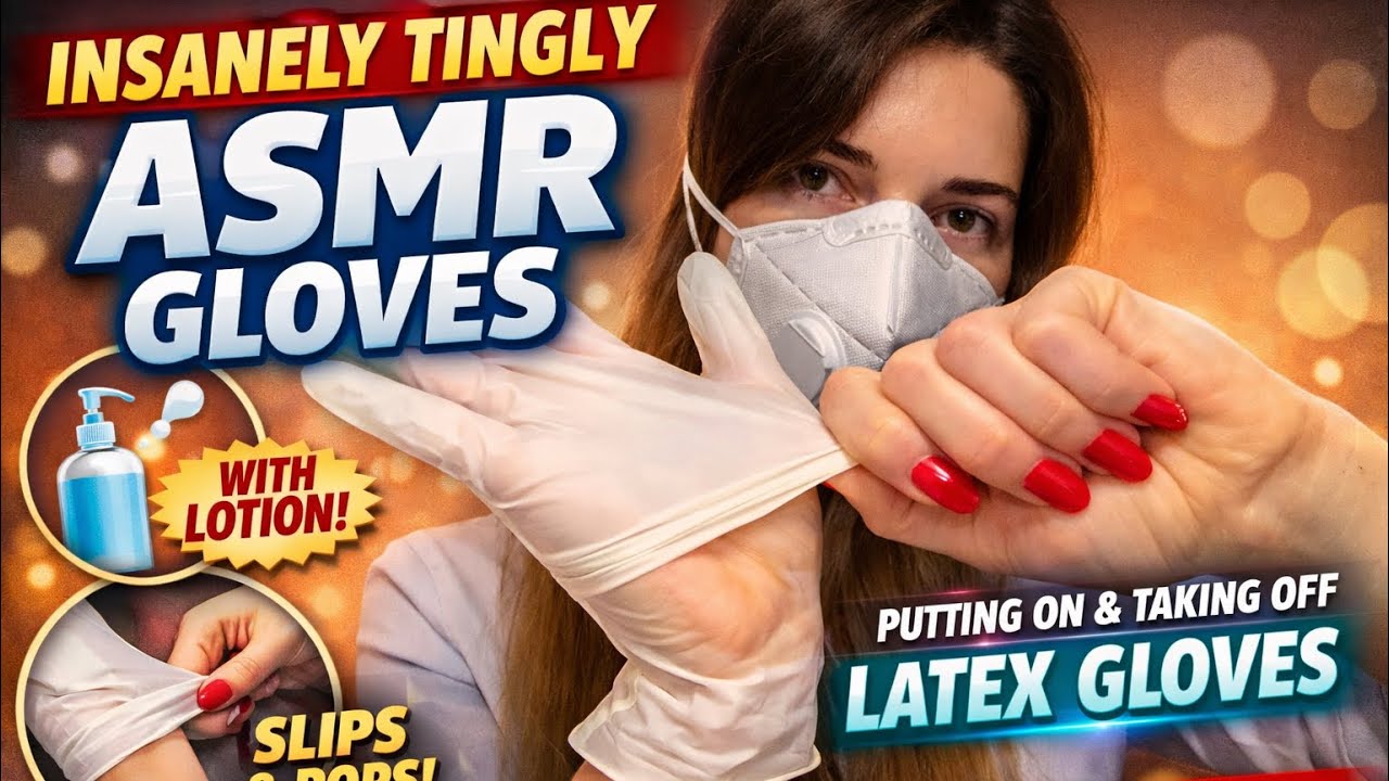 ASMR | Double White Medical Gloves — On & Off Satisfying Sounds 🧤 (Latex Crinkle, Snap & Stretch)