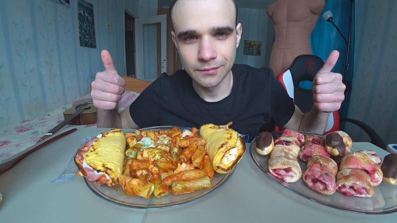 МУКБАНГ ПАСТА ПЕСТО / ОМЛЕТ С БЕКОНОМ, С СЫРОМ / ЭКЛЕРЫ / ДОДО ПИЦЦА / EATING Mukbang ASMR АСМР 먹방
