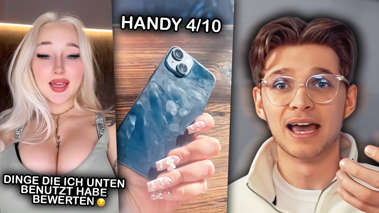 SIE STECKT SICH EIN HANDY UNTEN REIN