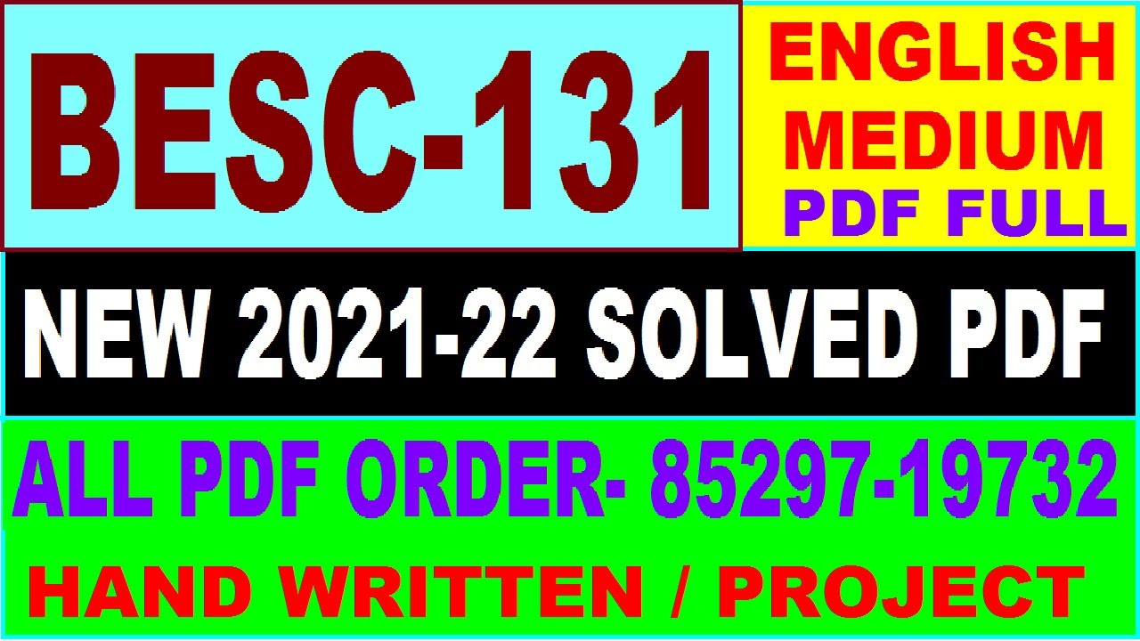 besc-131 solved assignment 2021-22 / besc 131 solved assignment in English / ignou besc 131
