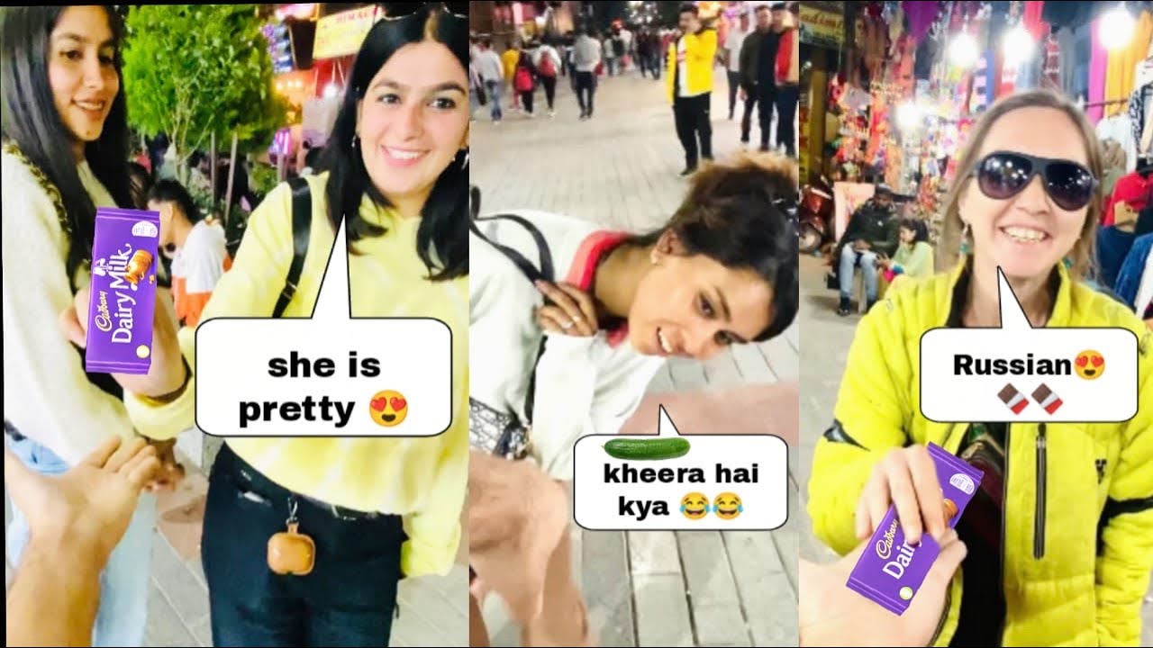 Giving FREE Chocolate To Random Cute Girls In Manali Mall Road 😍#cutegirl #chocolate