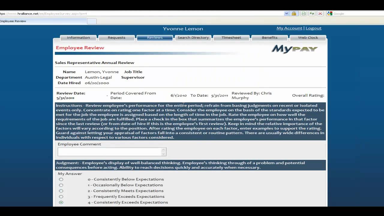 MyPay Online Employee Self Service