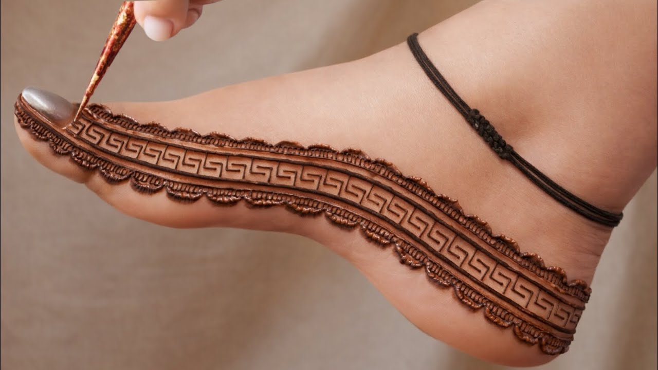 Very very very Easy foot  Mehndi Design/ Basic Border Mehndi Design 