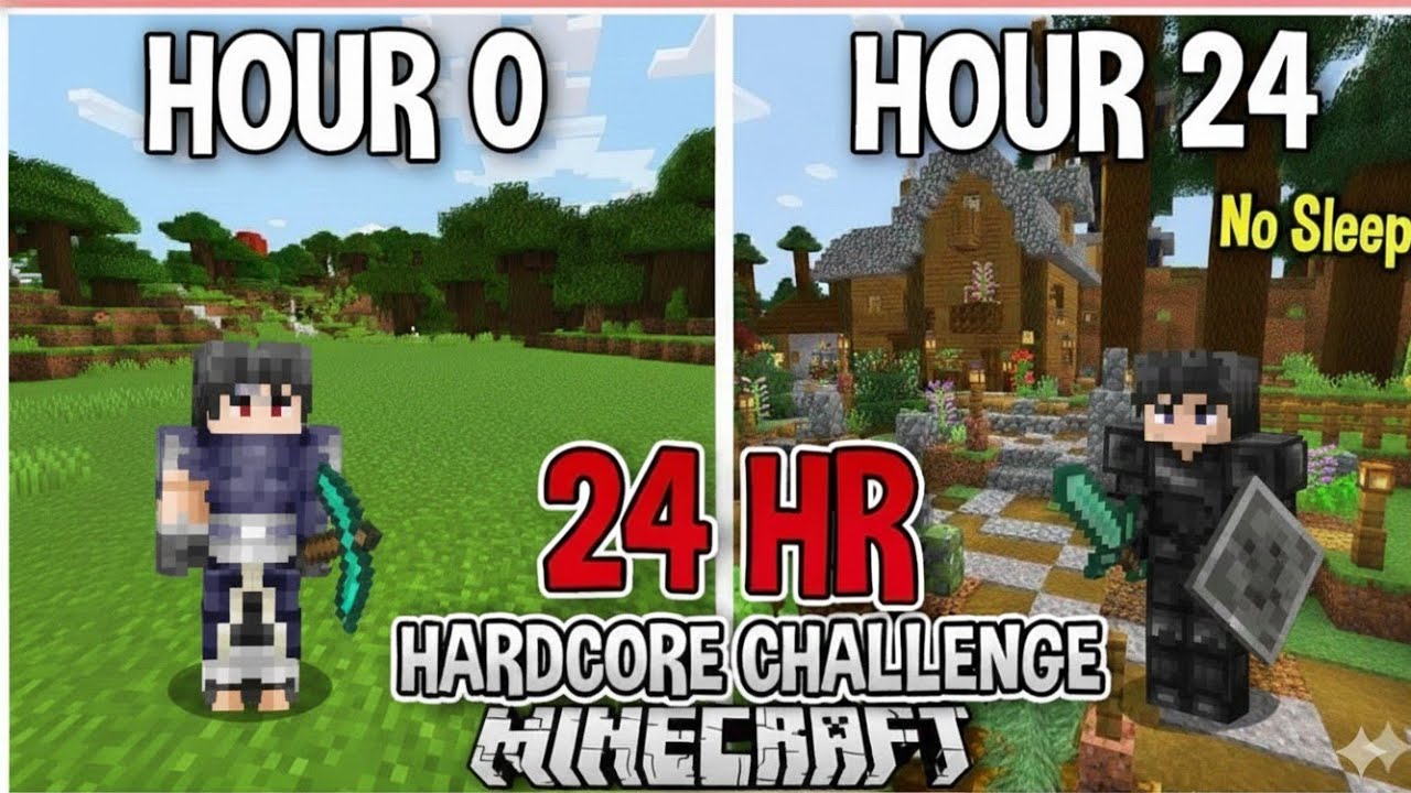 Playing Minecraft hardcore for 24 hour straight 🔥|| Minecraft bedrock|| Insane challenge (Part 2)🔴