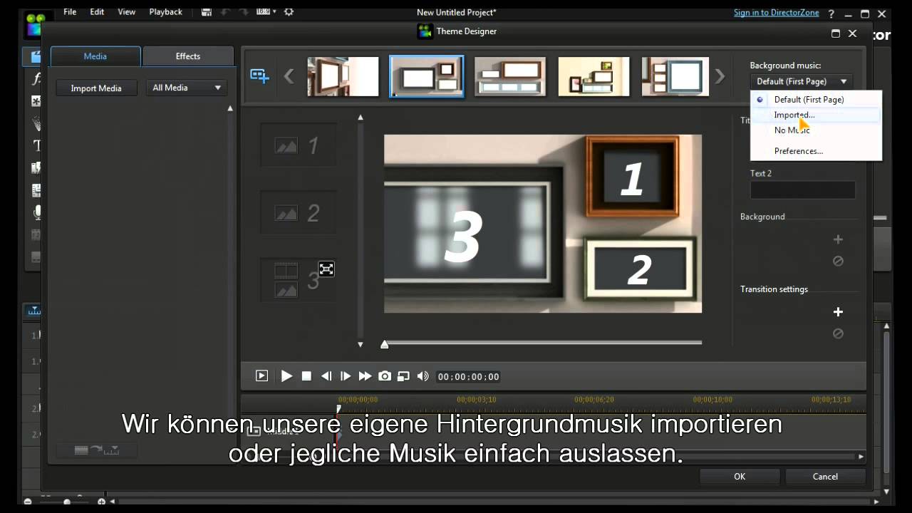 PowerDirector 12 - Themen-Designer