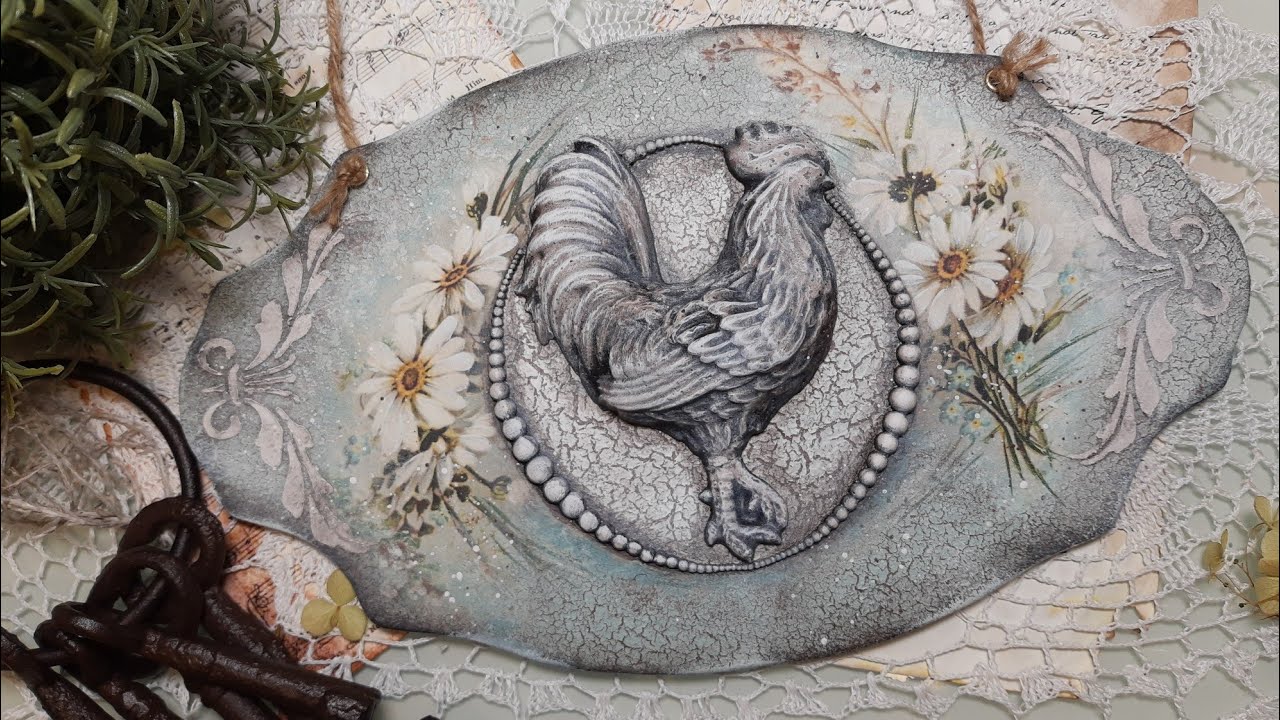 Rustic pendant 🐓🌼🐓 Decoupage tutorial 🍀