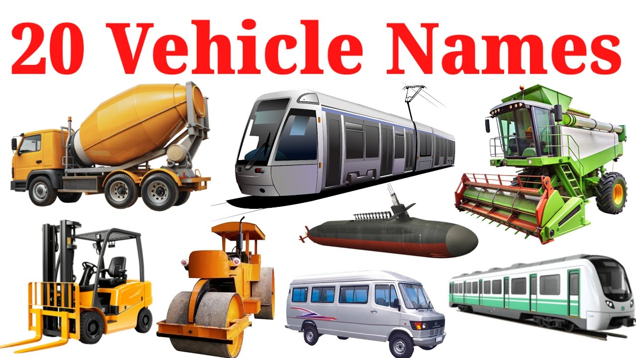 20 वाहनों के नाम सीखें | 20 Vehicle Names For Kids English And Hindi | Kids Learning Video 