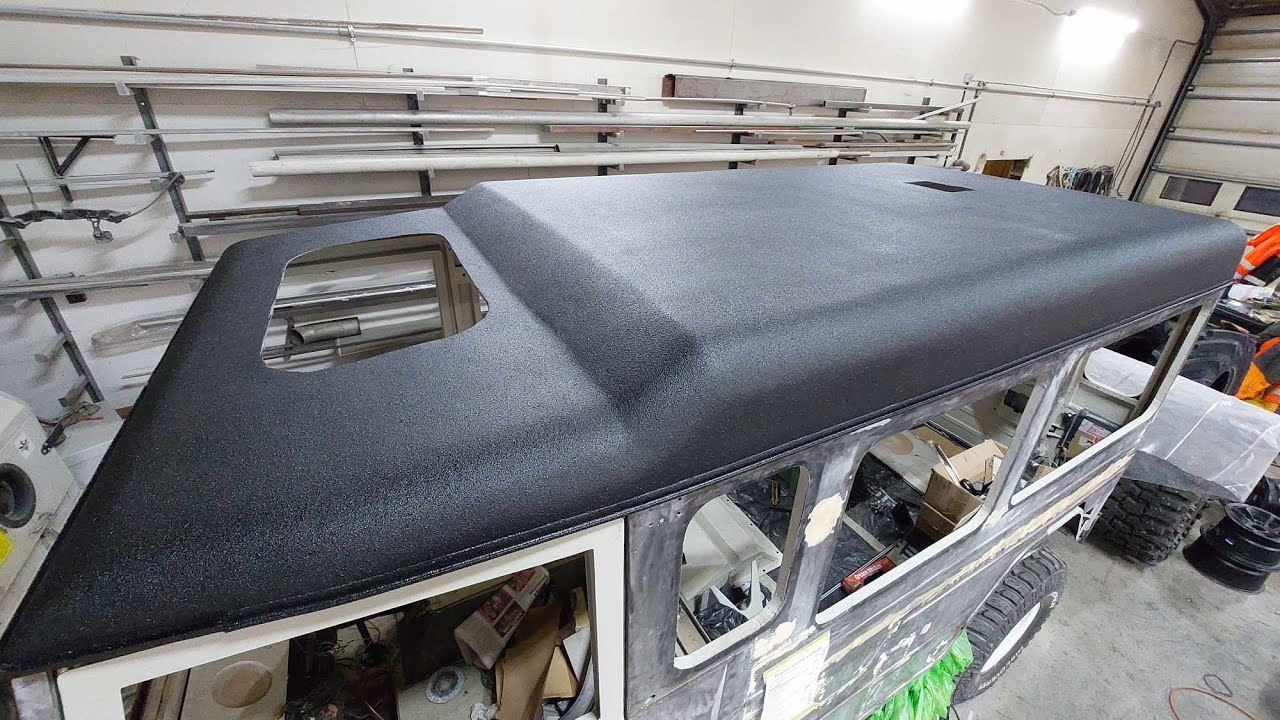 Applying Raptor liner on the roof of my Volvo C202/The Black Sheep project ep.44