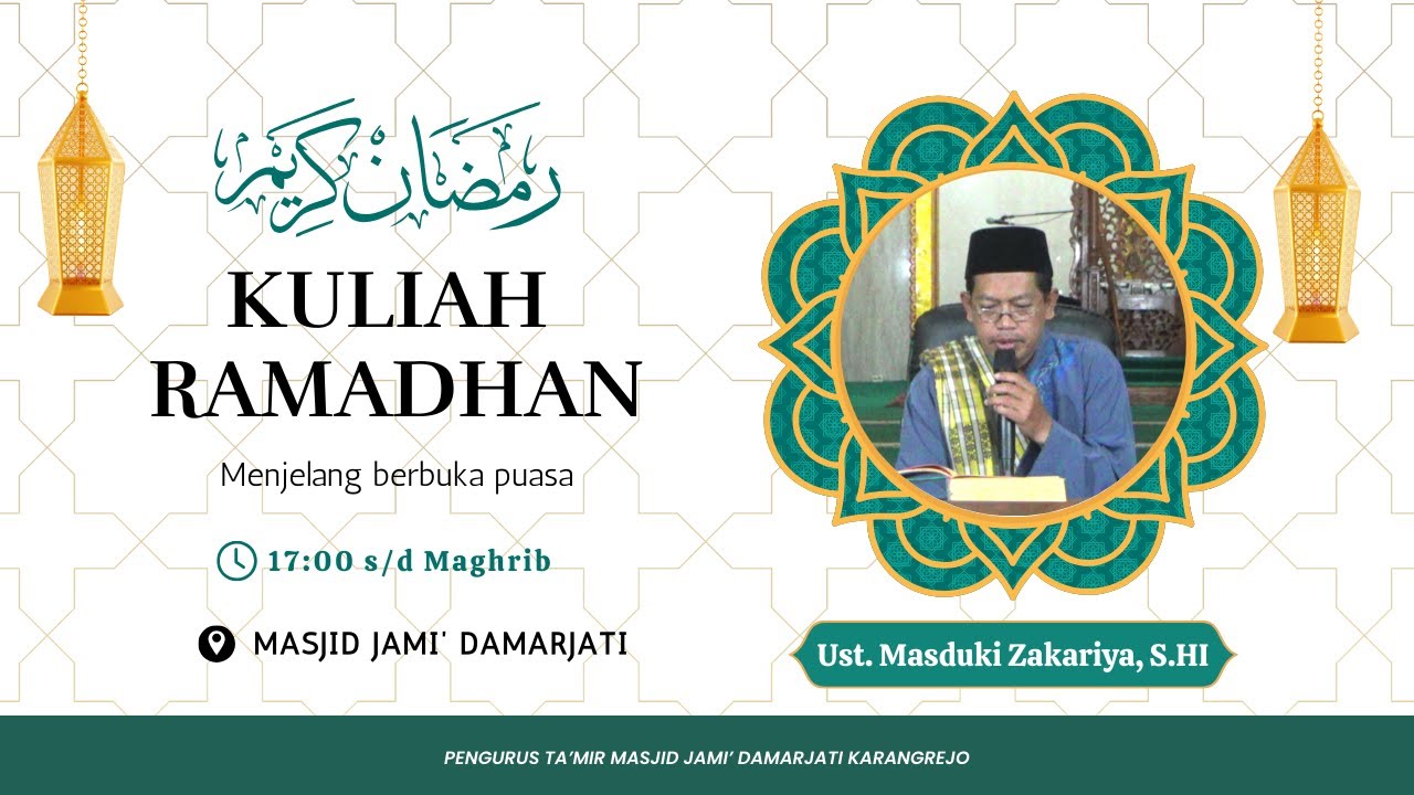 🔴 [ LIVE ] Kultum Ramadhan | Masjid Jami' Damarjati Karangrejo | 19 Februari 2026