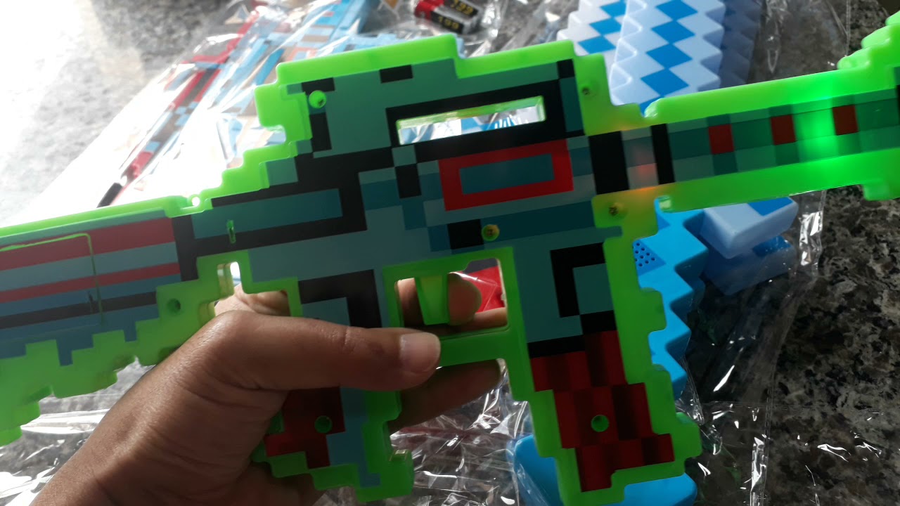 minecraft Arma + Espada diamante brinquedo com sons e luzes!!!