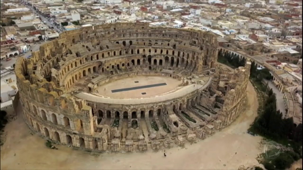 O anfiteatro romano na Tunísia