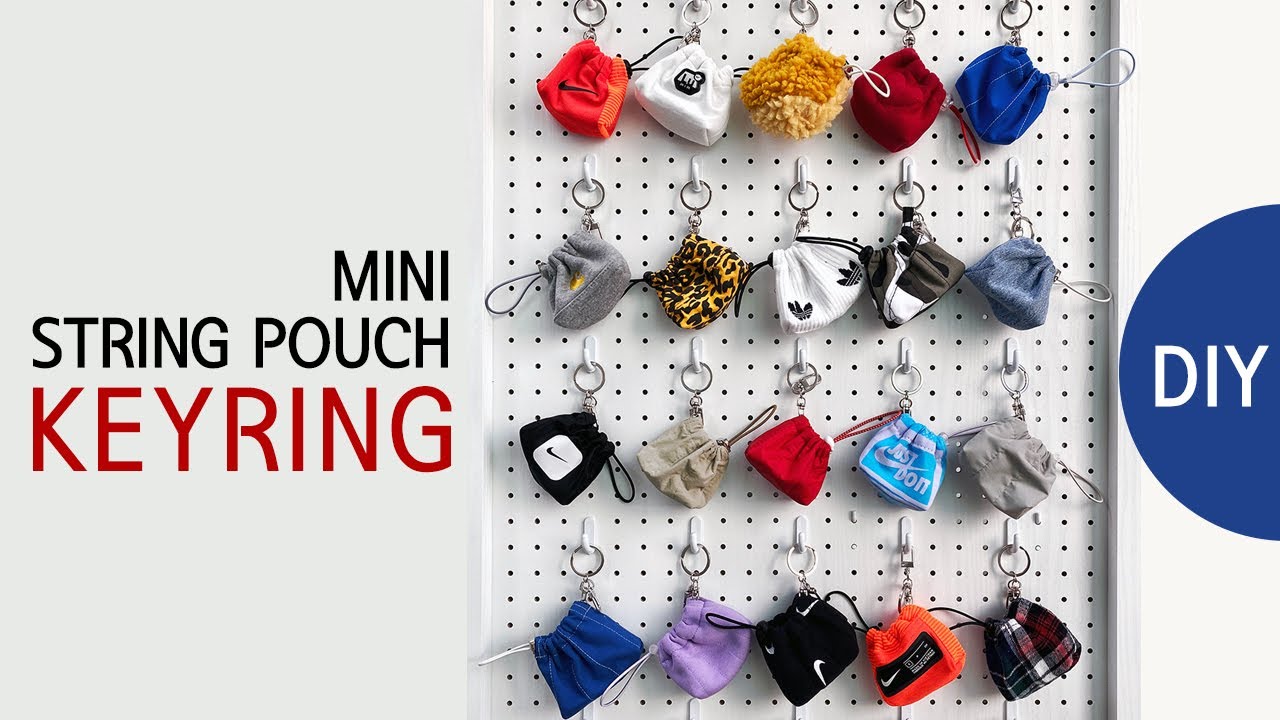 미니 스트링 파우치 키링 만들기 | SEWING TUTORIAL | How to make a mini drawstring pouch keyring✨♻️