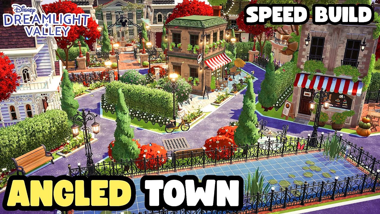 ANGLED COZY ELEGANT CITY/TOWNCORE BUILD//PLAZA FLOATING ISLAND DESIGN IDEA//DISNEY DREAMLIGHT VALLEY