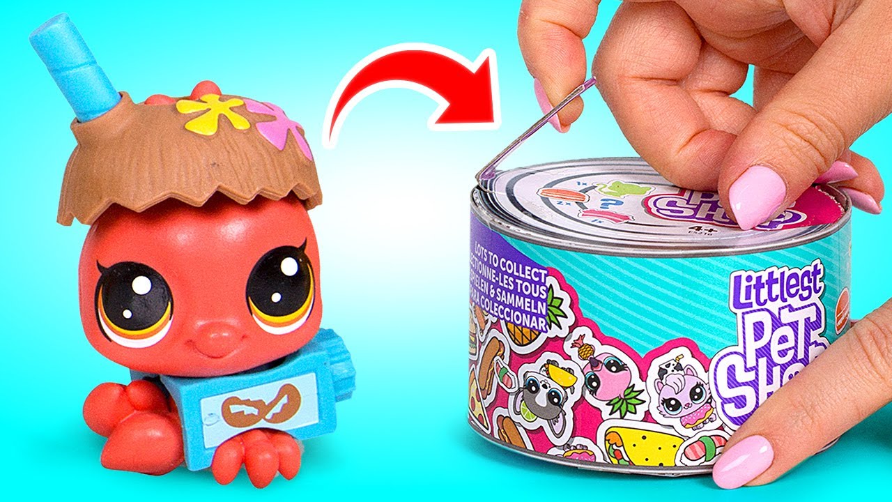 Littlest Pet Shop Toys || Thirsty And Hungry Pets In Tin Cans