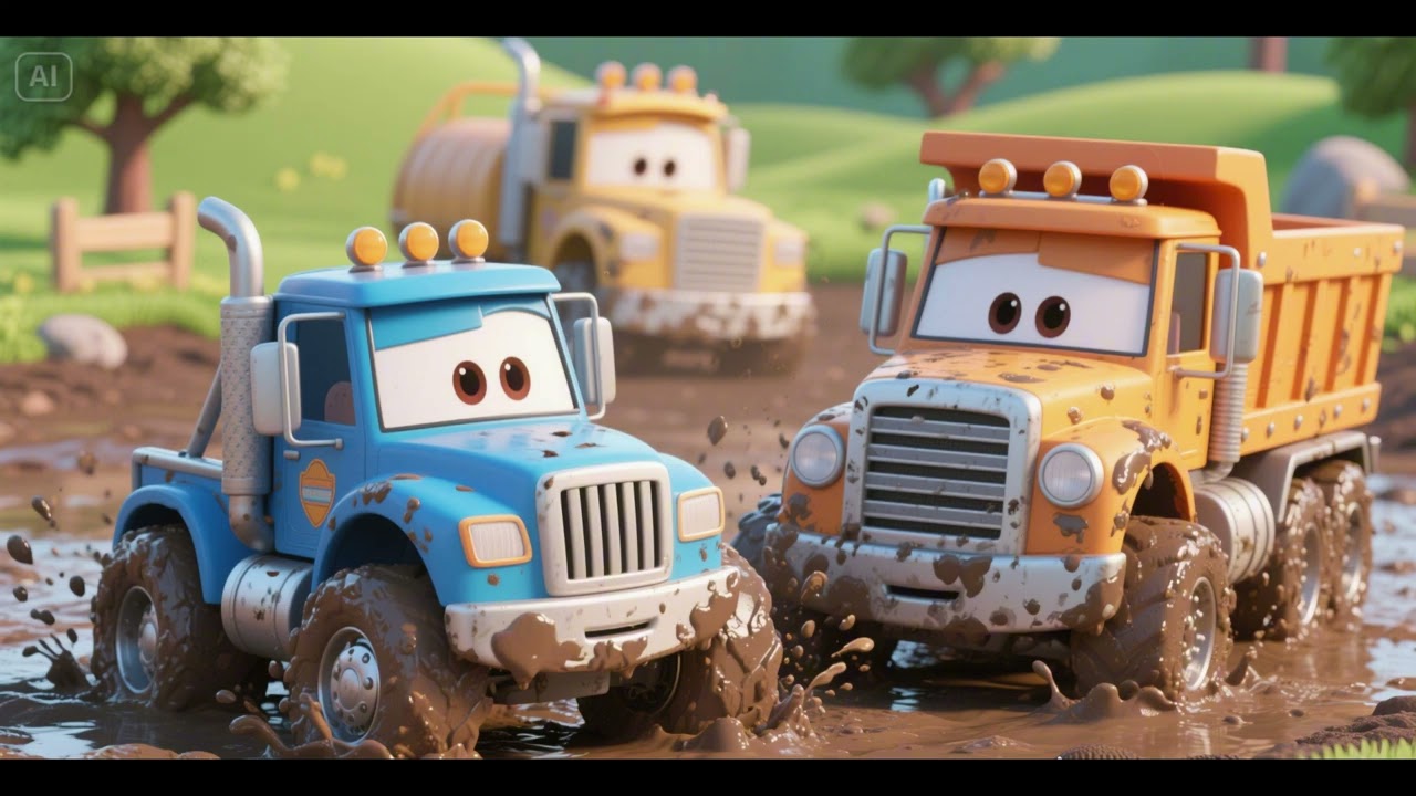 Trucks Go Splash in the Mud 🚚💦 | Kinderlieder & Spa&szlig;lied f&uuml;r Kinder