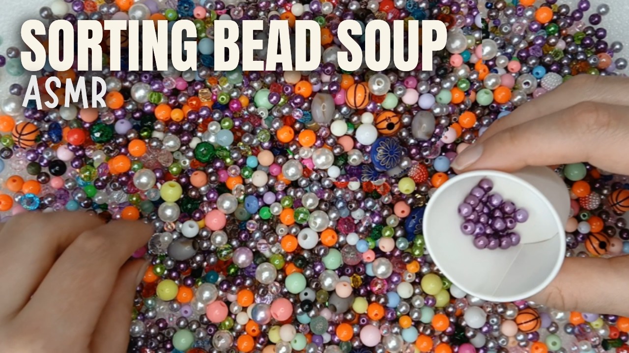 Sorting Bead Soup | Purple, Orange & More Bead Mix | ASMR