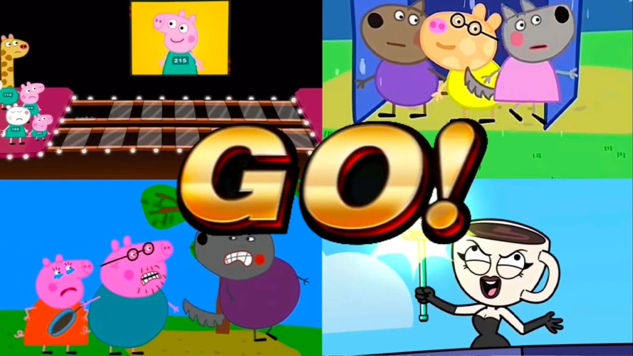 Peppa Pig and Friends vs Big  Bad Wolf vs Ballerina Cappuccina Tiles Hop