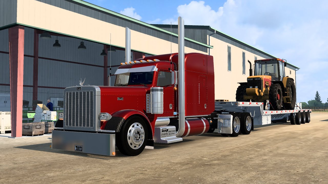 American Truck Simulator using Track IR, New Rollin 389, Lode king step deck, Montana DLC 1.45