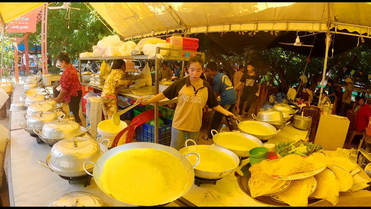 Yellow Pancake, Noodles, Fish, Fruit, & More - Countryside Street Food in Takeo and Kandal Provinces