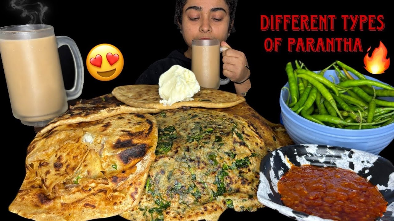 Stuffed Paratha ASMR Feast | Gobi, Muli, Methi, Egg, Paneer & Chai