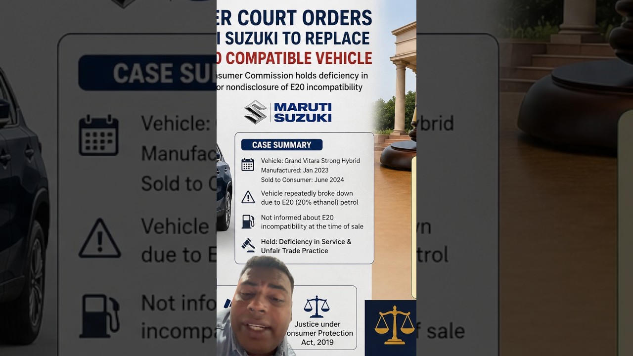 Consumer Court Orders Maruti Suzuki to Replace Grand Vitara | E20 Petrol Case | Consumer Rights