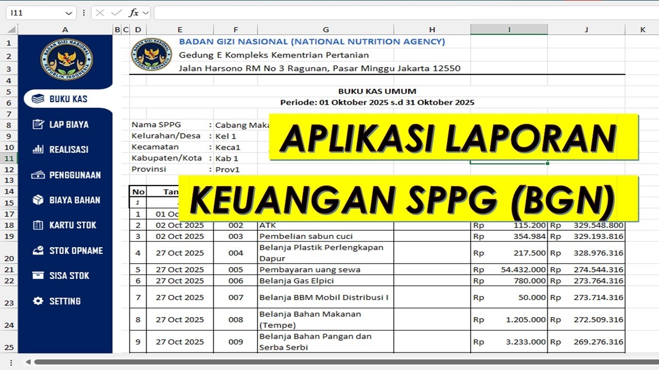 Template Laporan Keuangan SPPG BGN Excel! Cocok untuk Pemula & Non-Akuntan)