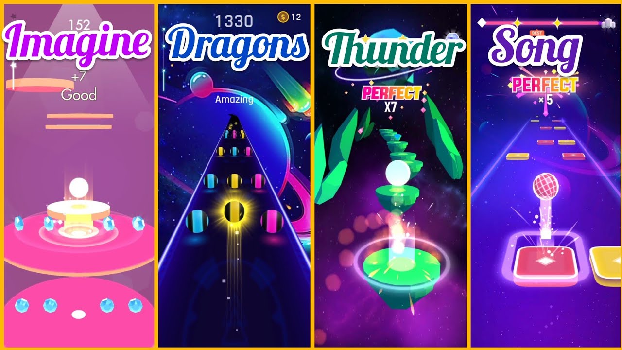 Thunder - Beat jumper Vs Dancing road Vs Hop ball 3 Vs Color hop 3D