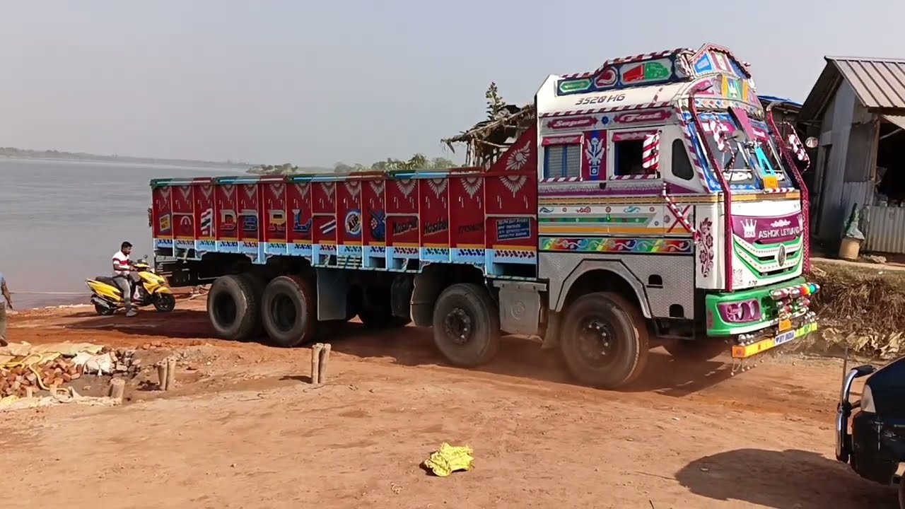Loaded Trucks Crossing River on Boat 😱 | Dangerous Ferry Crossing in India
