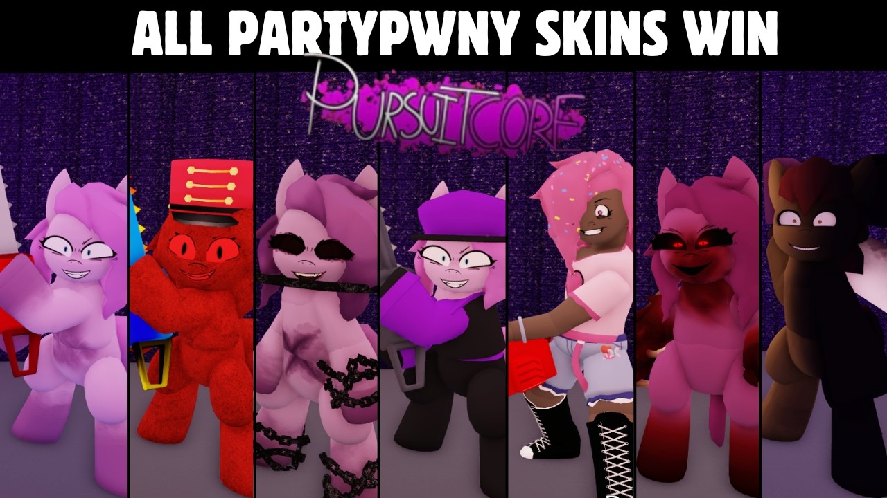 All PARTYPWNY (Pony) Skins Win - Roblox PURSUITCORE (ASYM)