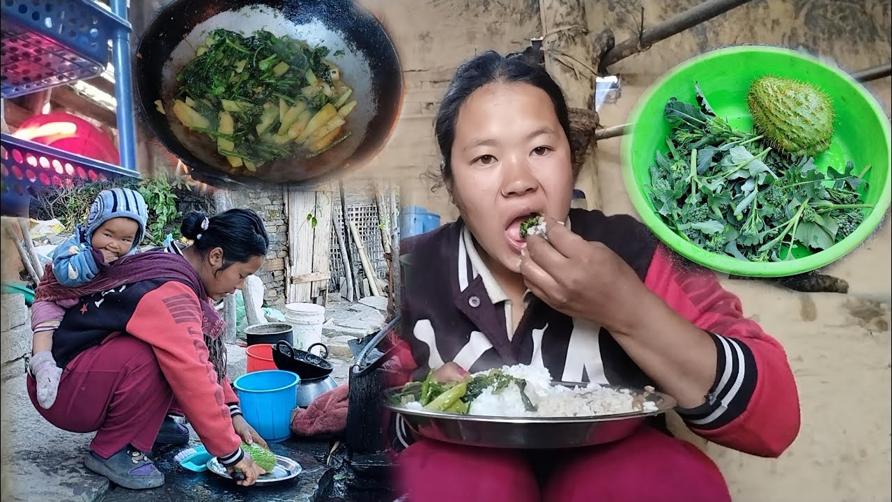 Black bitter gourd ll Cauliflower vegetable ll Beans ll Organic village food @Dyangma 